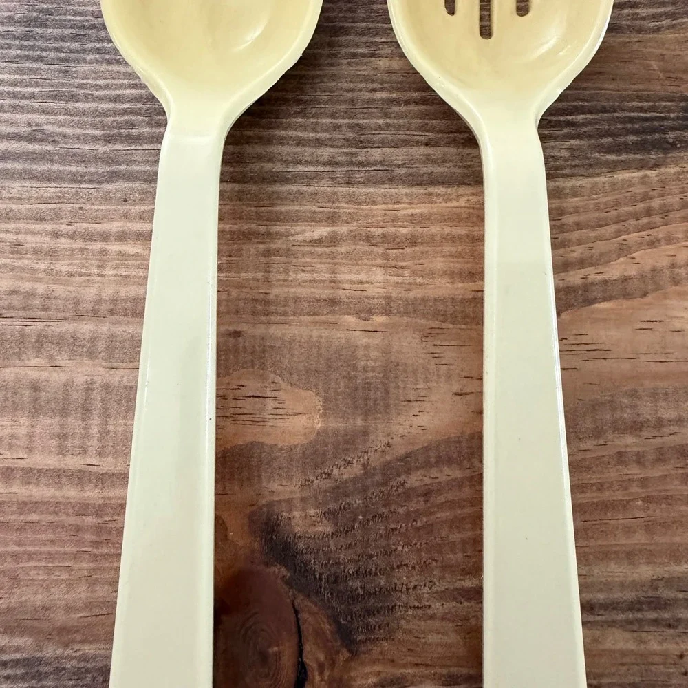 Tailor Made Products Cream Yellow Serving Spoon Set Solid and Slotted USA Made‎
